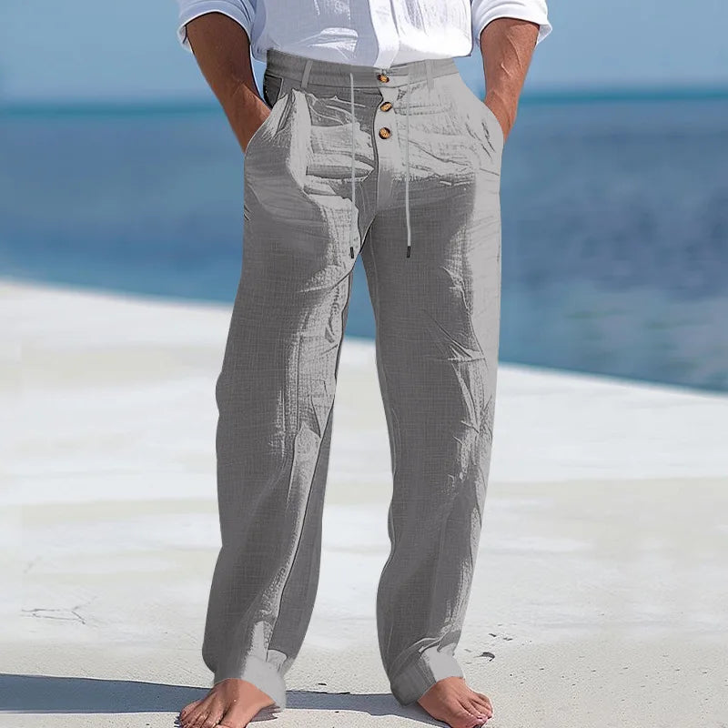 Sahin | Riviera Linen Hose für Herren mit konischem Bein und hohem Bund