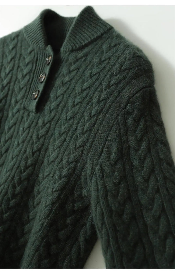 Arden Pullover für Damen mit Knopfleiste, Rundhalsausschnitt und Stehkragen