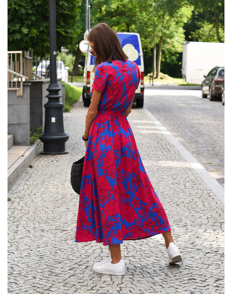 Leanne | Elegantes Kleid mit Bauchbedeckung, V-Ausschnitt und langen Ärmeln