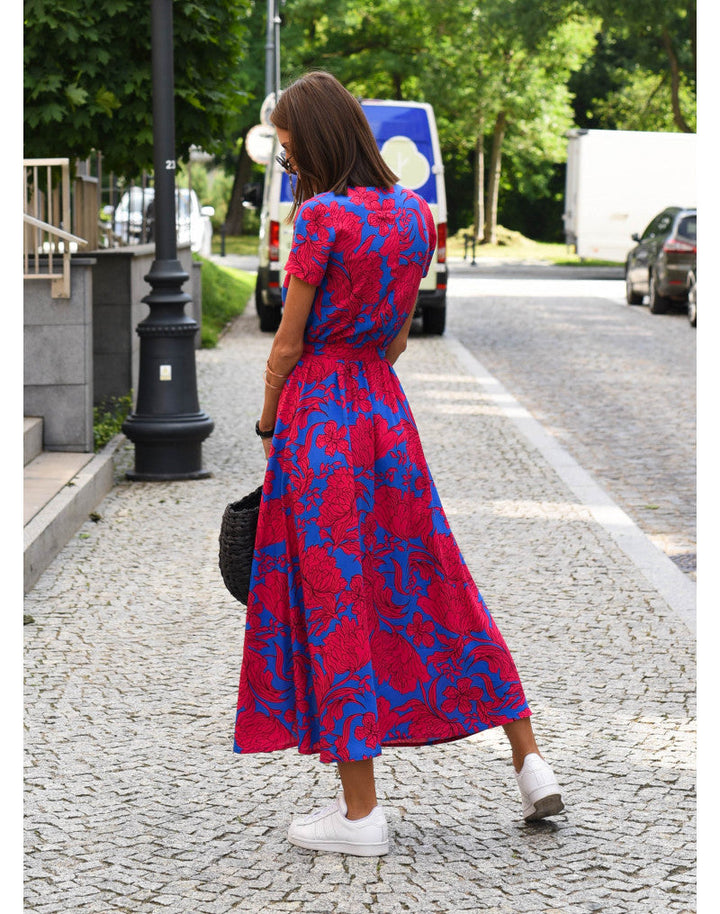 Leanne | Elegantes Kleid mit Bauchbedeckung, V-Ausschnitt und langen Ärmeln