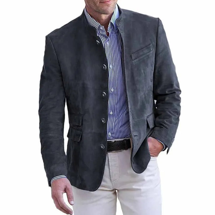 Aleo | Klassische Herrenjacke für Herren mit langen Ärmeln und Stehkragen