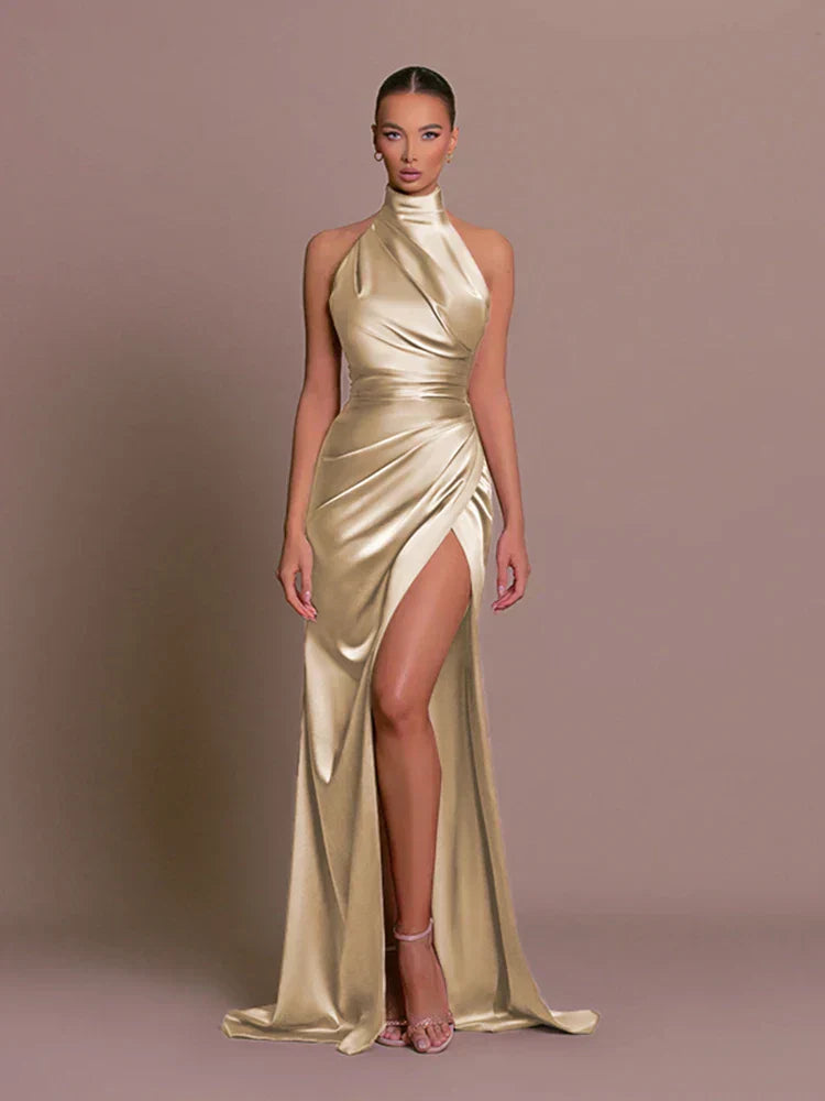 Livia | Elegantes Schlitzkleid für Damen mit Rollkragen