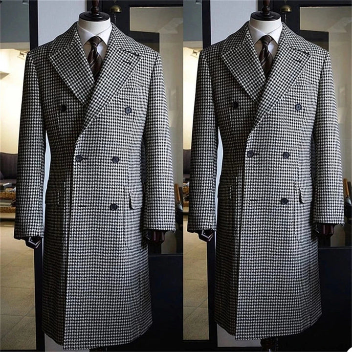 Bruno | Trenchcoat mit Hahnentrittmuster und langen Ärmeln