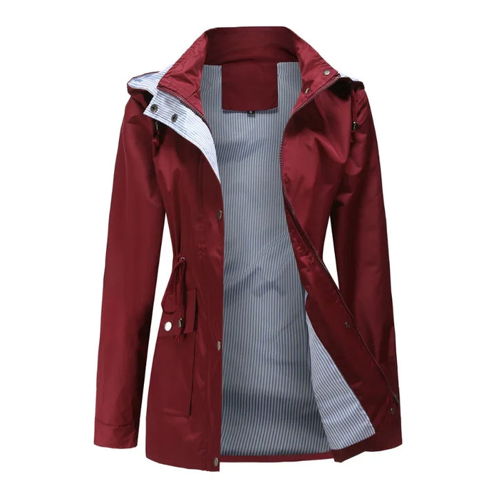 Elise | Wasserdichter Winter-Trenchcoat für Damen mit Streifen und Kapuze