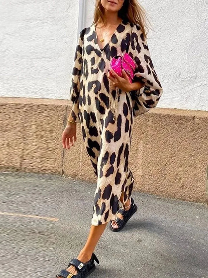 Lisa | Leopardprint-Kleid mit langen Ärmeln