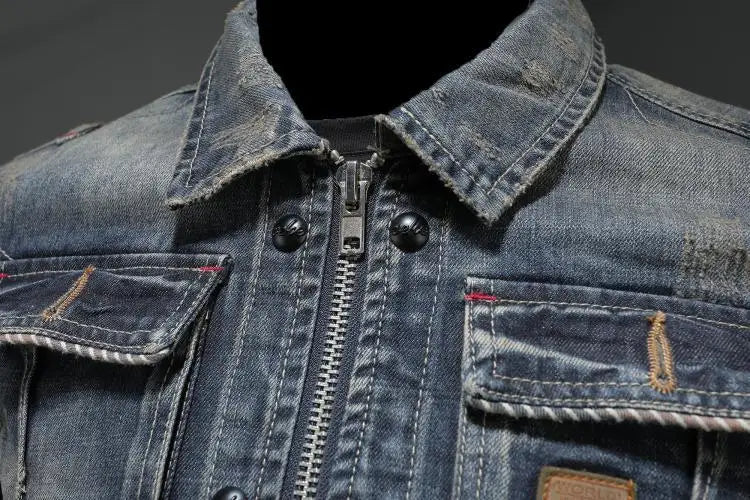 Manfred | Retro-Denimjacke für Herren mit langen Ärmeln