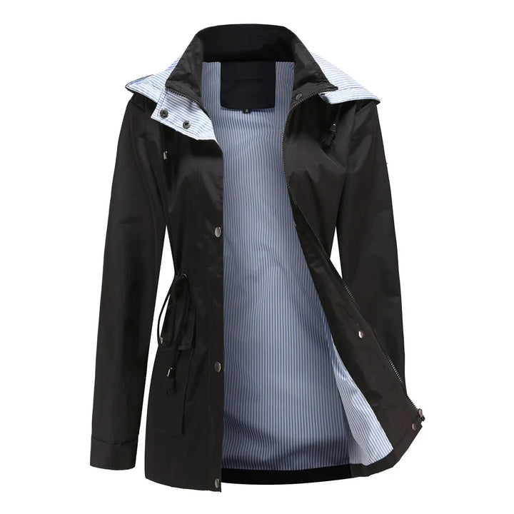 Elise | Wasserdichter Winter-Trenchcoat für Damen mit Streifen und Kapuze