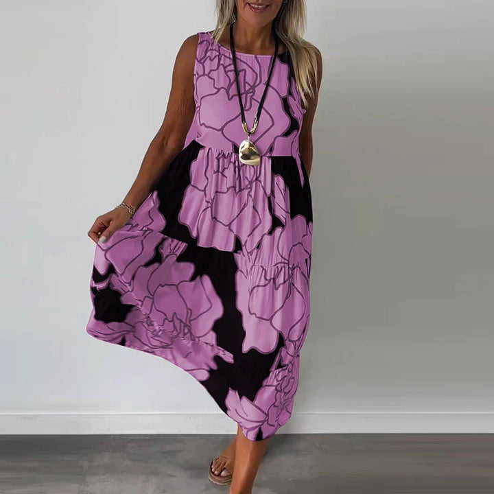 CAITLYN | Ärmelloses Maxikleid mit Blumenmuster
