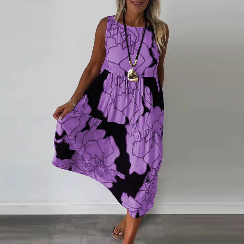 CAITLYN | Ärmelloses Maxikleid mit Blumenmuster