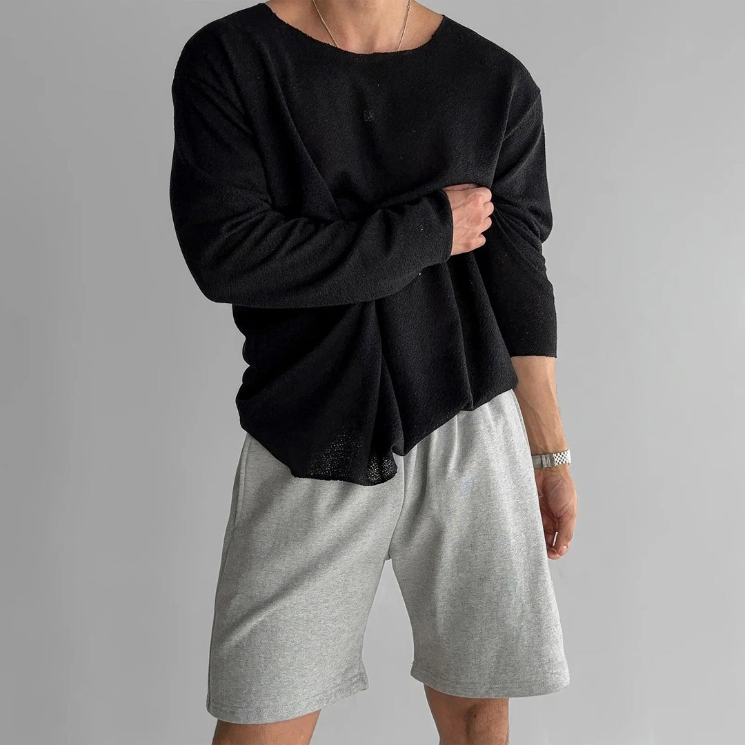 CloudComfort | Hohles Strick-T-Shirt für Herren mit Rundhalsausschnitt