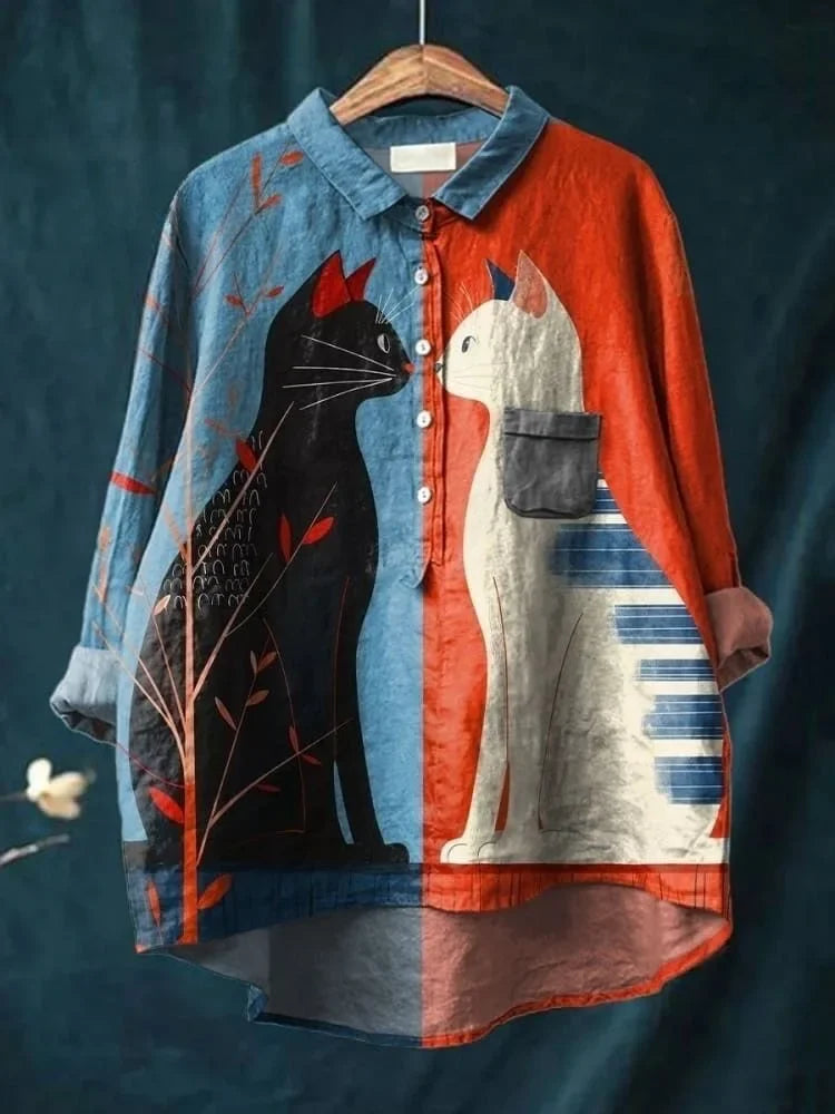 Uluru | Katzenkunst T-Shirt mit langen Ärmeln