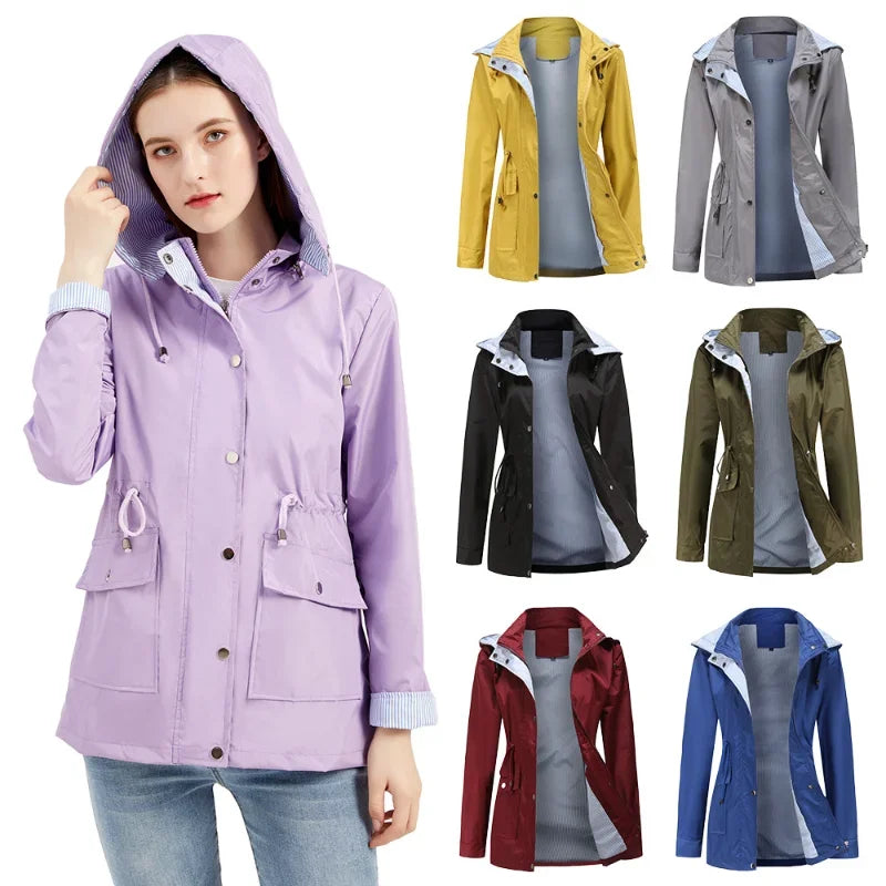 Elise | Wasserdichter Winter-Trenchcoat für Damen mit Streifen und Kapuze
