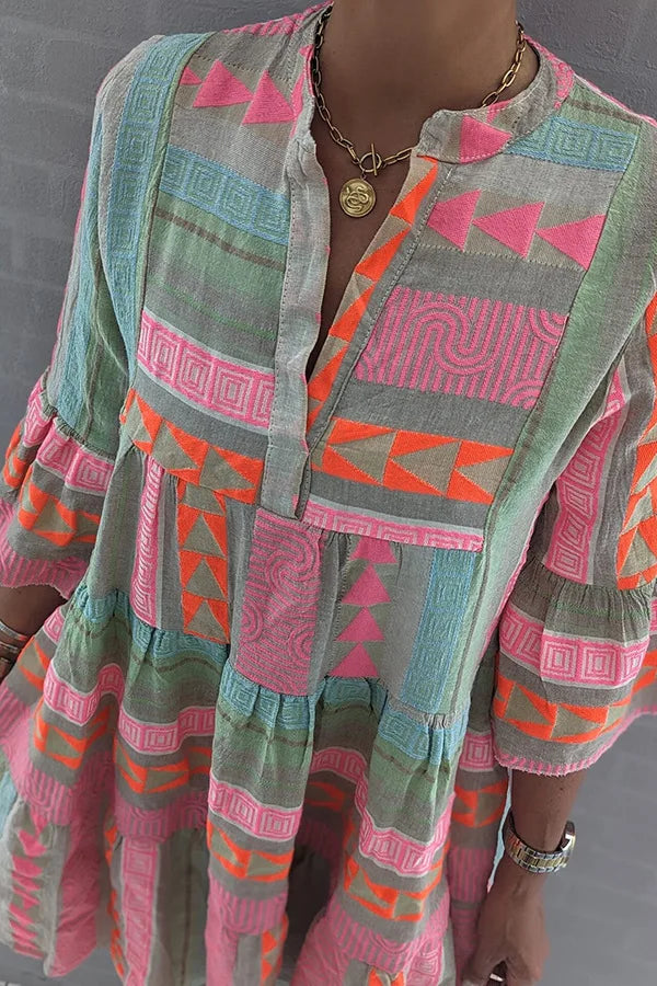 Ava | Schickes V-Ausschnitt Sommerkleid und Hanf für Damen