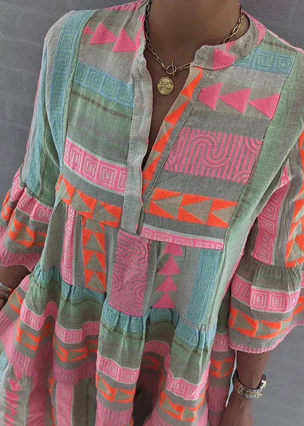 Ava | Stilvolles V-Ausschnitt Hanfkleid für den Sommer für Damen