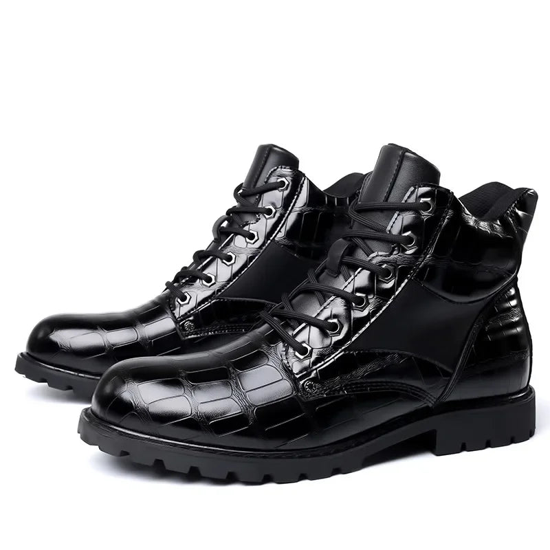 Rendell | Krokodillederstiefel für Herren mit flachem Absatz