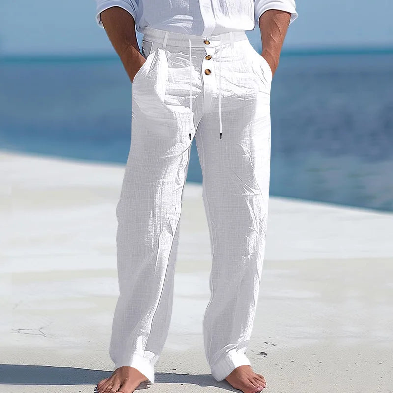 Sahin | Riviera Linen Hose für Herren mit konischem Bein und hohem Bund