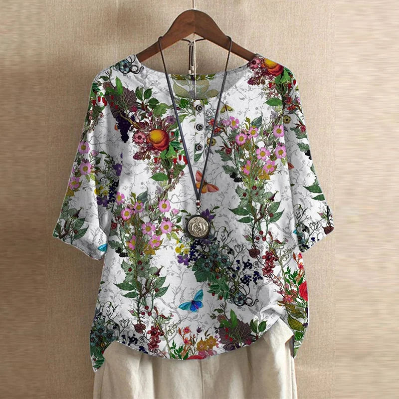 Anya | Retro-inspirierte Bluse mit Blumenmuster