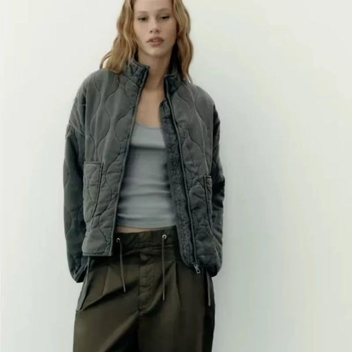 Zara | Vintage Steppjacke für Damen mit Stehkragen und langen Ärmeln