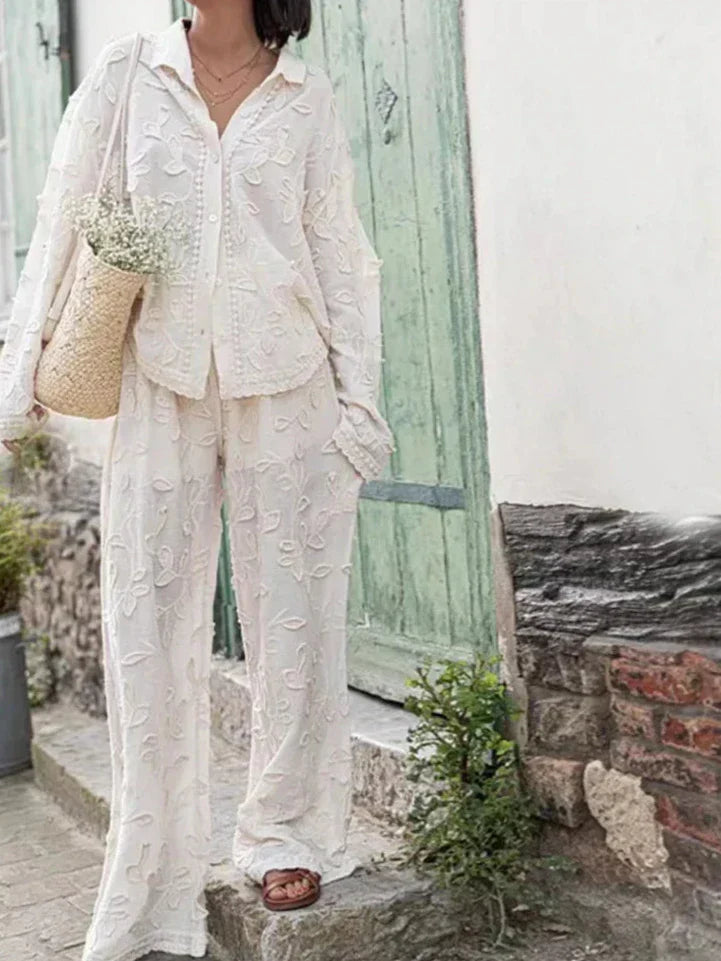 Gracelyn | Elegantes Freizeit-Set für Damen mit Blumenmuster und langen Ärmeln