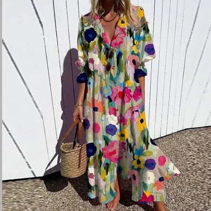 Diara | Luxe Frühling Bohemian Maxikleid für Damen mit Blumenmuster