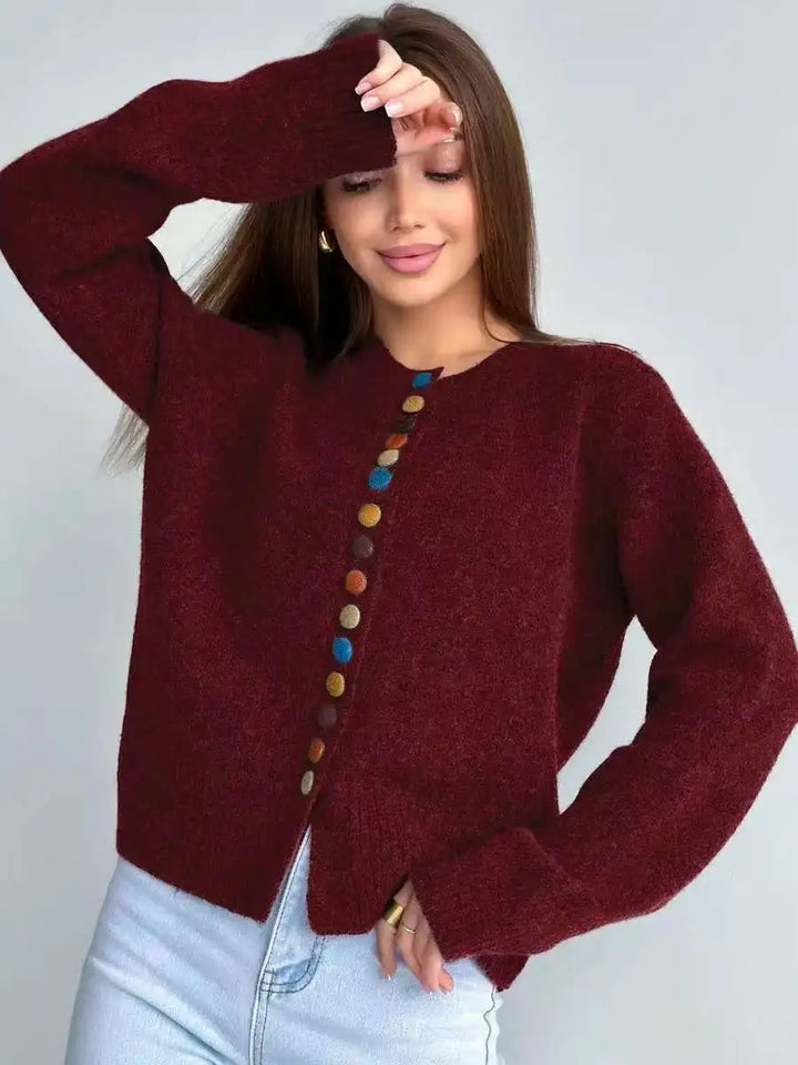 Der Noelle | Knopf-Akzent Cardigan für Damen mit Rundhalsausschnitt