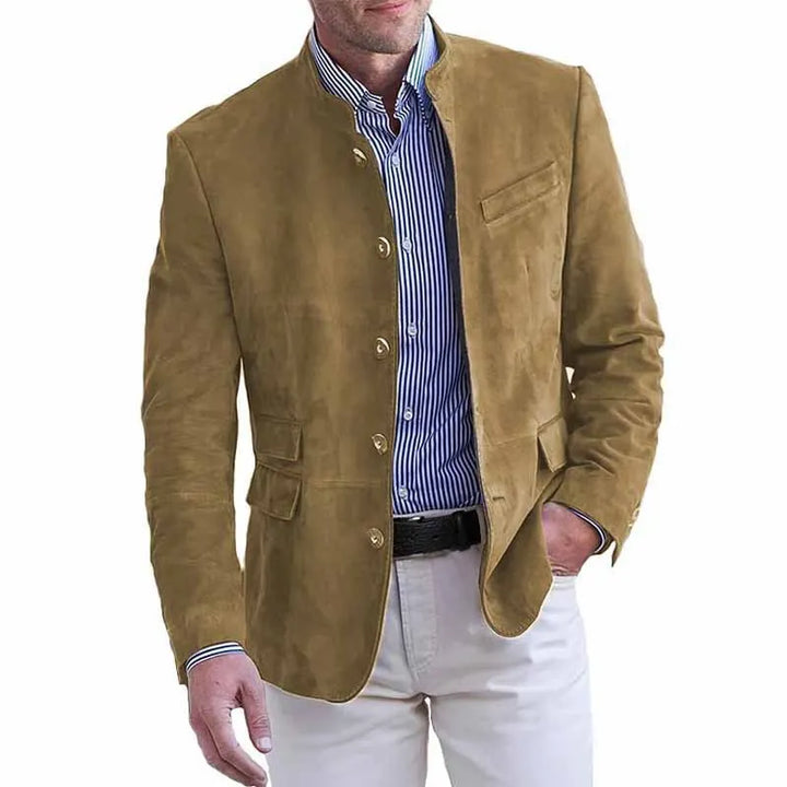 Aleo | Klassische Herrenjacke für Herren mit langen Ärmeln und Stehkragen