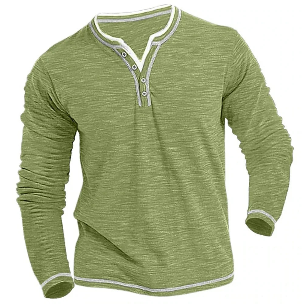 Denis | Bequemes V-Ausschnitt Langarmshirt für Herren mit langen Ärmeln