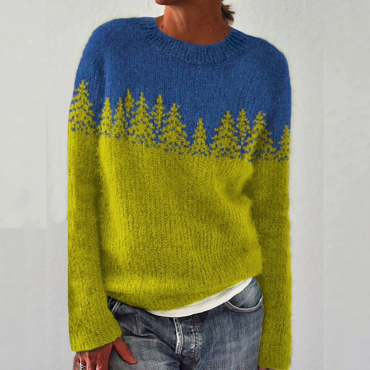 SILVIA | Retro-Pullover für Damen mit Rundhalsausschnitt und langen Ärmeln