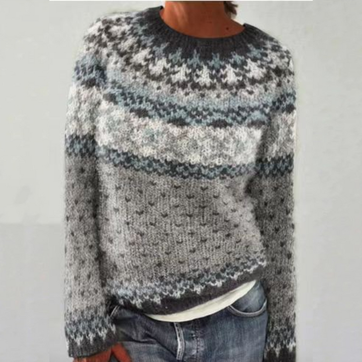 SILVIA | Retro-Pullover für Damen mit Rundhalsausschnitt und langen Ärmeln