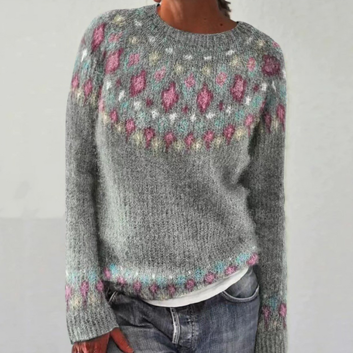 SILVIA | Retro-Pullover für Damen mit Rundhalsausschnitt und langen Ärmeln