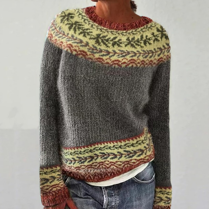 SILVIA | Retro-Pullover für Damen mit Rundhalsausschnitt und langen Ärmeln
