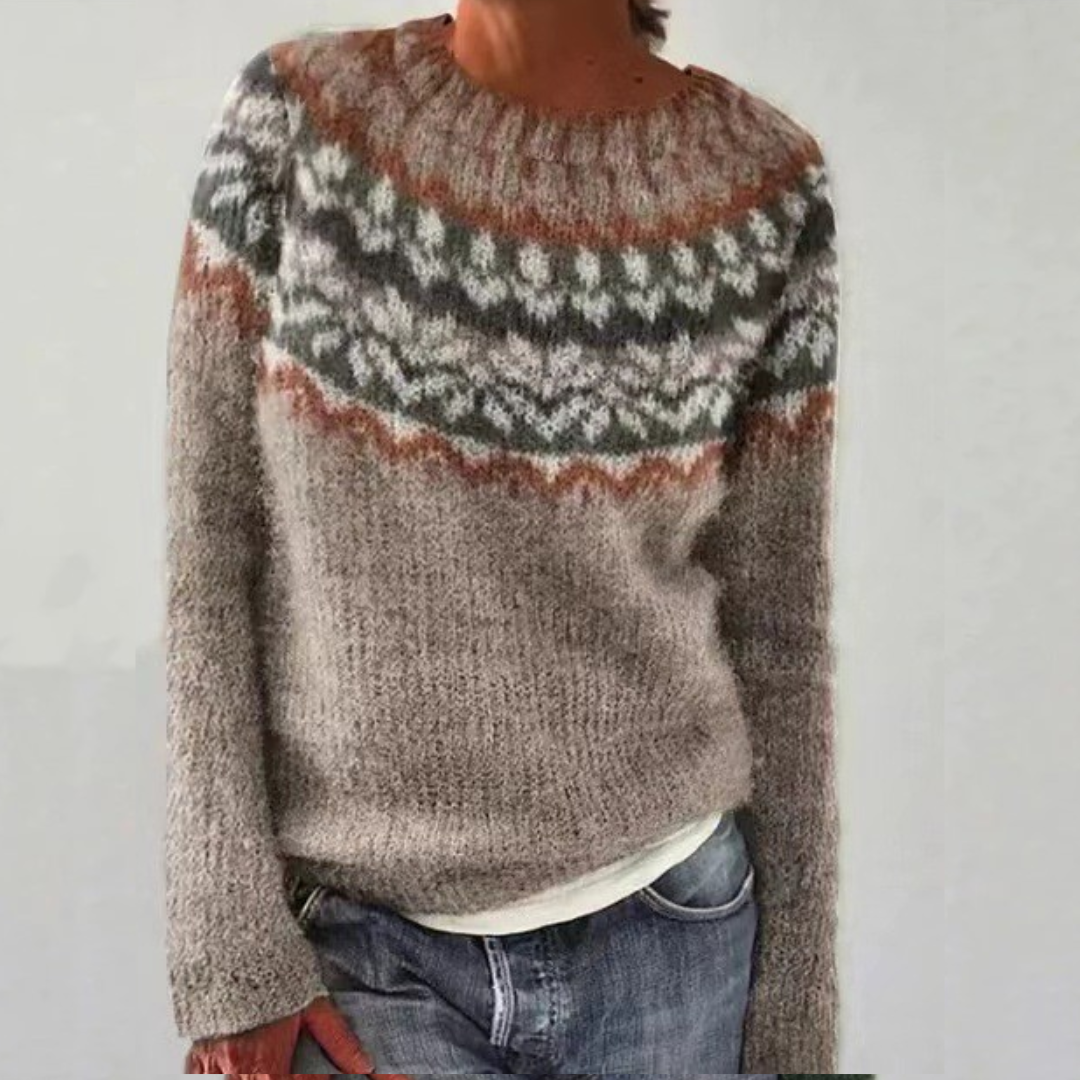 SILVIA | Retro-Pullover für Damen mit Rundhalsausschnitt und langen Ärmeln