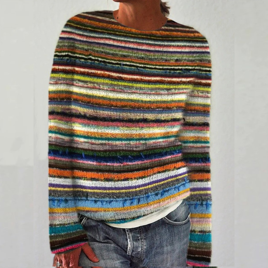 SILVIA | Retro-Pullover für Damen mit Rundhalsausschnitt und langen Ärmeln