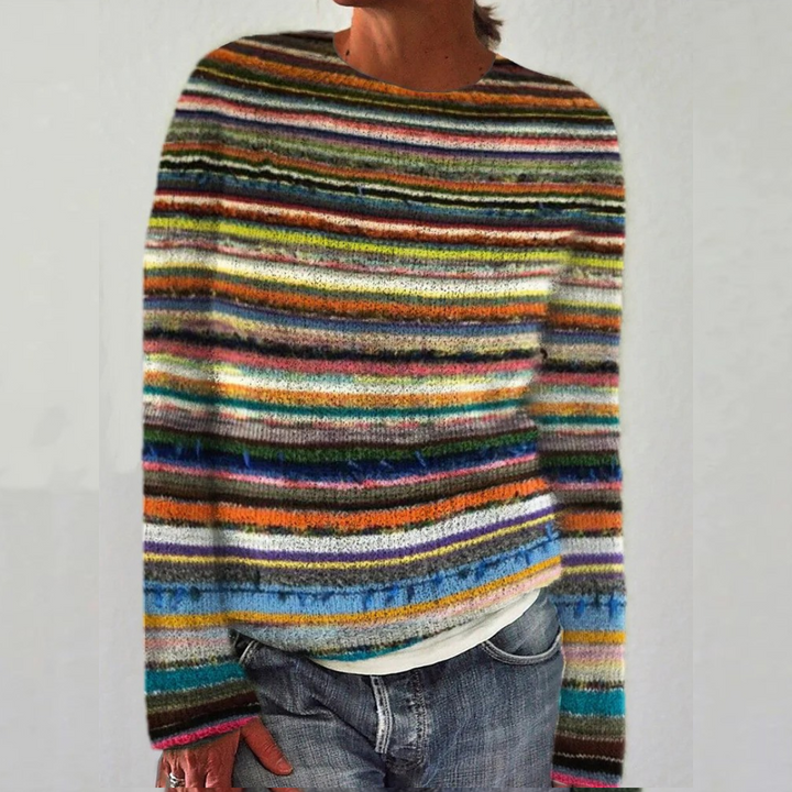 SILVIA | Retro-Pullover für Damen mit Rundhalsausschnitt und langen Ärmeln
