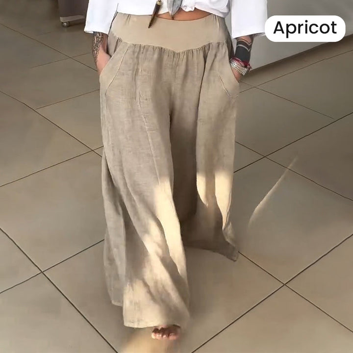 Lucy | Elastische Weite-Hosen für Damen mit Taschen und hohem Bund