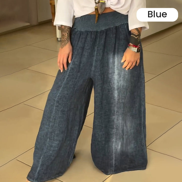 Lucy | Elastische Weite-Hosen für Damen mit Taschen und hohem Bund