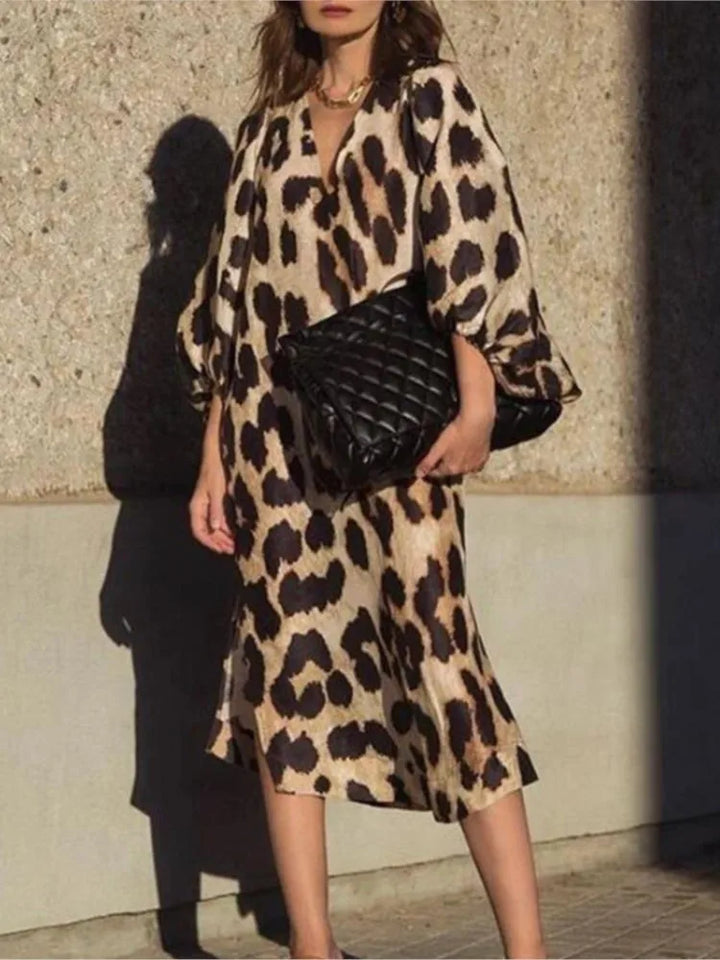 Lisa | Leopardprint-Kleid mit langen Ärmeln