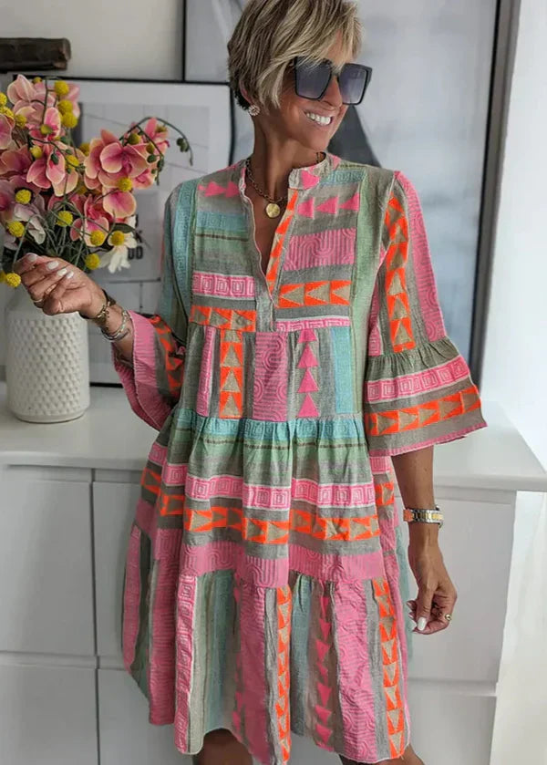 Ava | Stilvolles V-Ausschnitt Hanfkleid für den Sommer für Damen