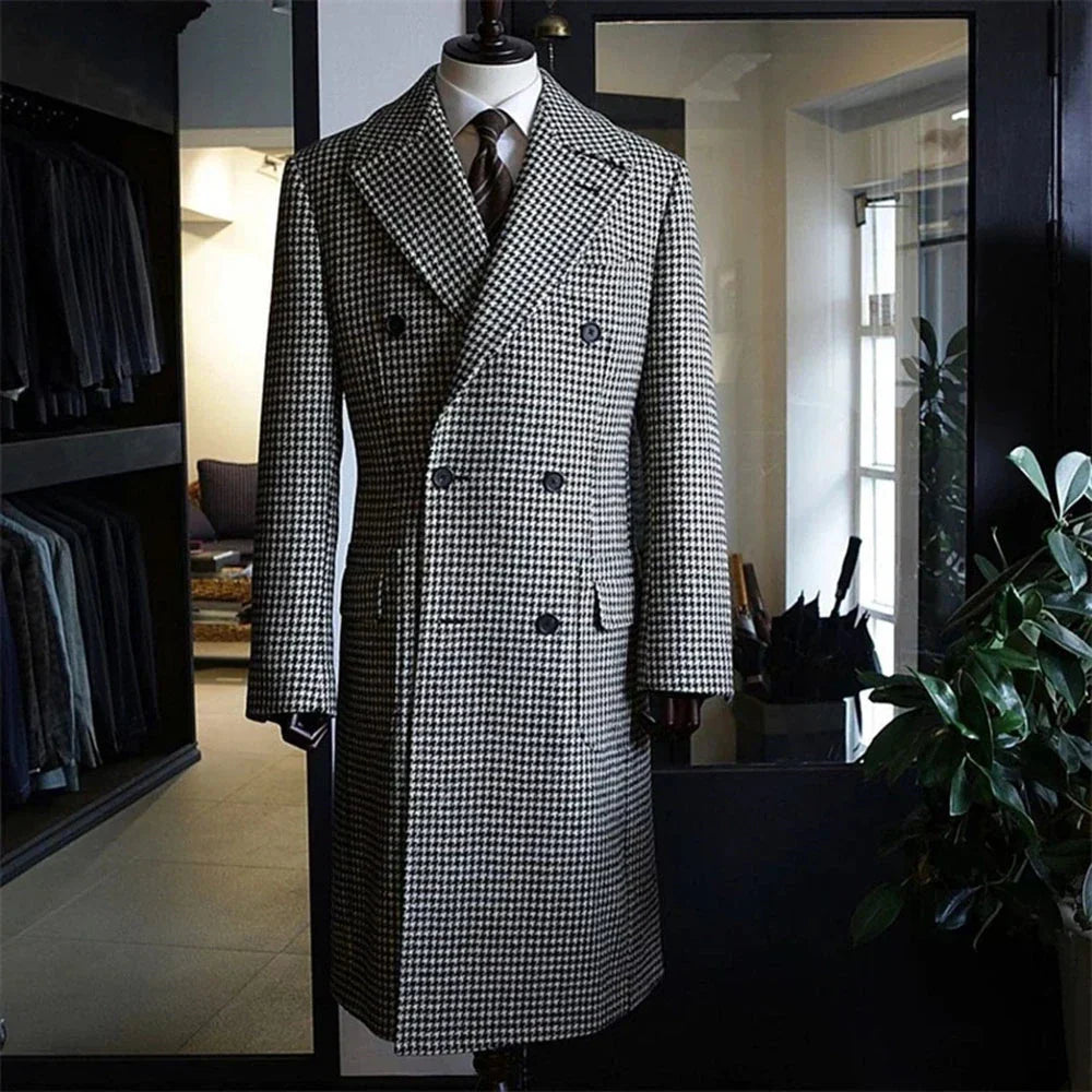 Bruno | Trenchcoat mit Hahnentrittmuster und langen Ärmeln