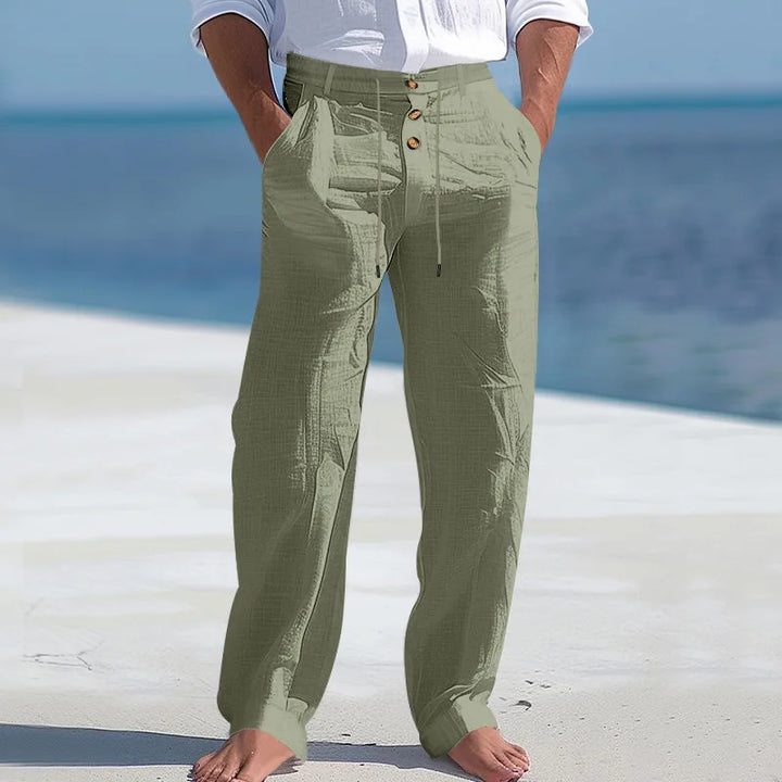 Sahin | Riviera Linen Hose für Herren mit konischem Bein und hohem Bund