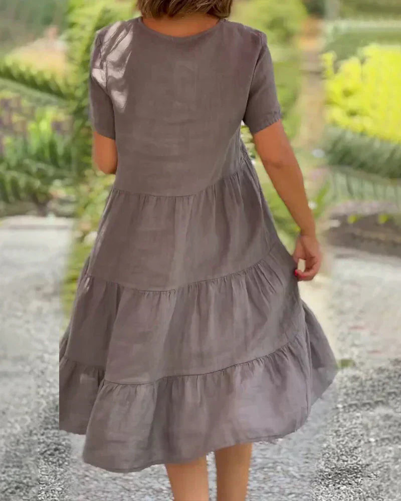 Zoey | Lässiges Sommer V-Ausschnitt Kleid mit langen Ärmeln