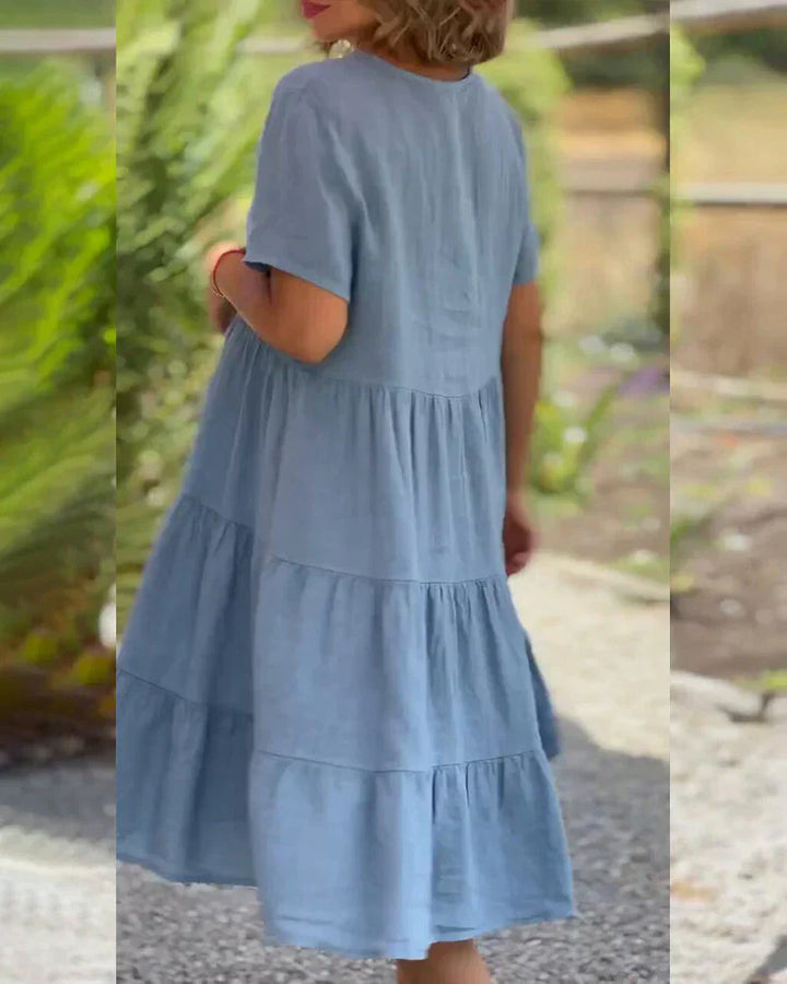Zoey | Lässiges Sommer V-Ausschnitt Kleid mit langen Ärmeln
