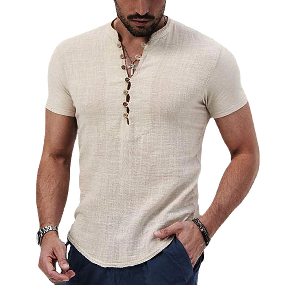 Axel | Elegantes Kurzarmhemd für Herren mit kurzen Ärmeln und Stehkragen