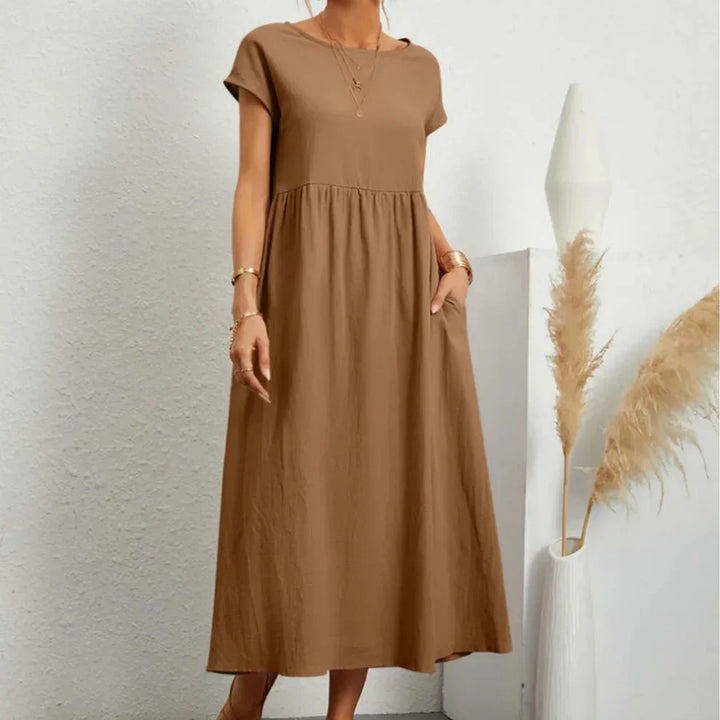 Caroline | Elegantes Casual-Kleid mit Rundhalsausschnitt und langen Ärmeln