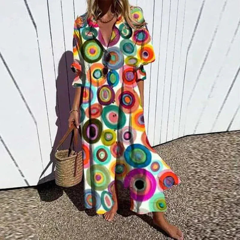 Diara | Luxe Frühling Bohemian Maxikleid für Damen mit Blumenmuster