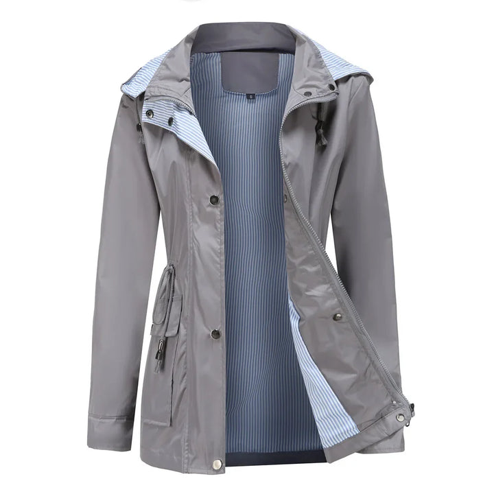 Elise | Wasserdichter Winter-Trenchcoat für Damen mit Streifen und Kapuze