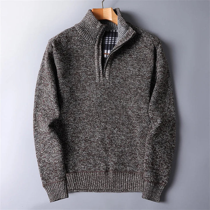 Brit und Boho I Quarter-Zip Pullover für Herren mit Stehkragen und langen Ärmeln