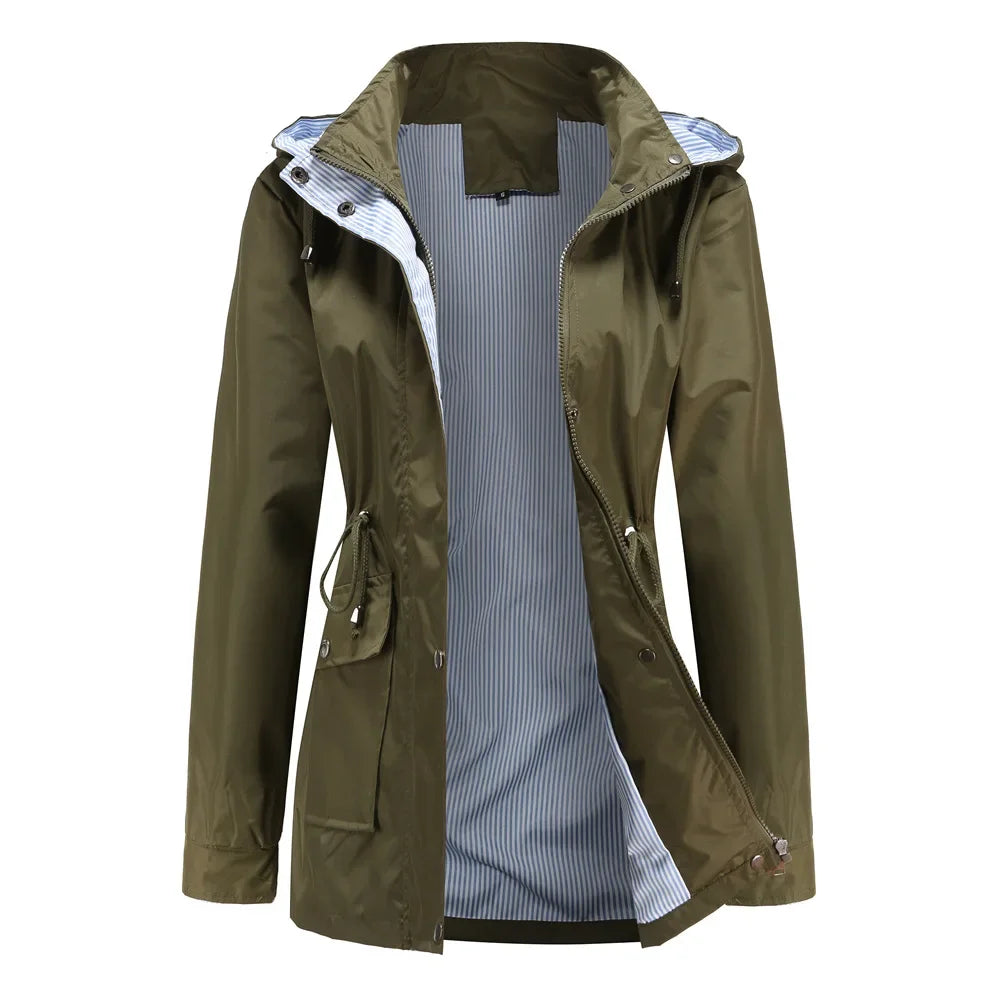 Elise | Wasserdichter Winter-Trenchcoat für Damen mit Streifen und Kapuze