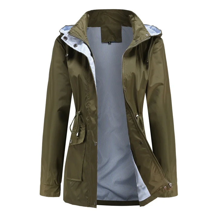 Elise | Wasserdichter Winter-Trenchcoat für Damen mit Streifen und Kapuze