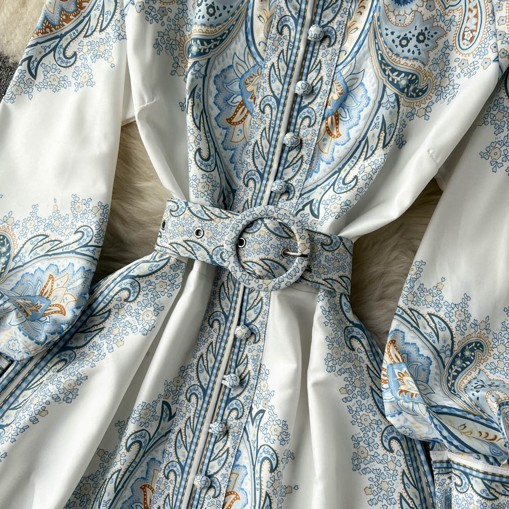 Floral A-Linienkleid für Damen mit schickem Gürtel-Detail